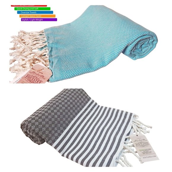 FOUTATEX Bath 2 Extra Large Turkish Towel Peshtemal Turkish Beach Towel 39x72 Xl Poshmark
